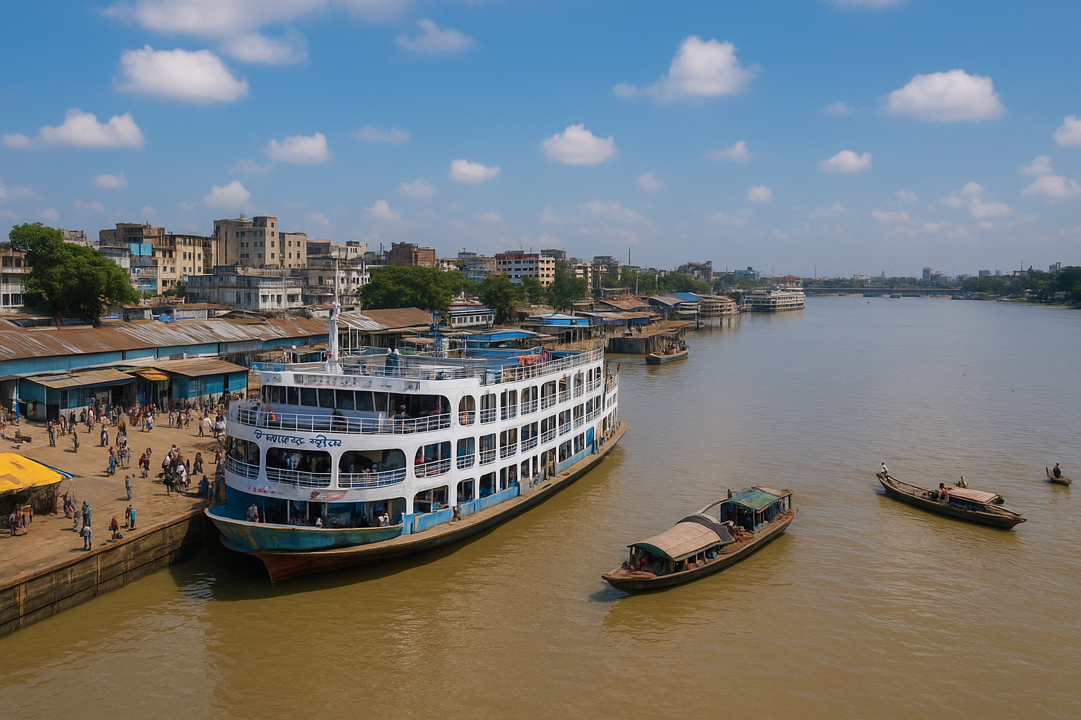 বরিশাল নদীবন্দর ও কীর্তনখোলা নদী — Barisal River Port