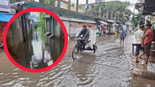 বরিশালে ভারী বৃষ্টিতে জলাবদ্ধতা