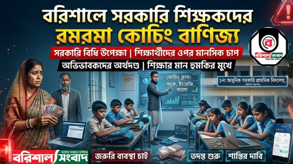 বরিশালে সরকারি বিধিনিষেধ উপেক্ষা করে রমরমা কোচিং বাণিজ্য!