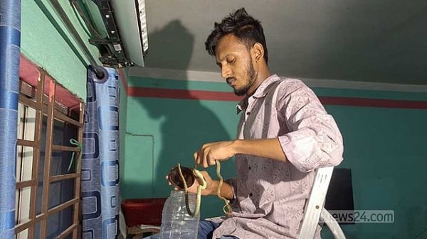 বরিশালে বাড়ির এসির ভেতর থেকে চারটি কালনাগিনী সাপ উদ্ধার