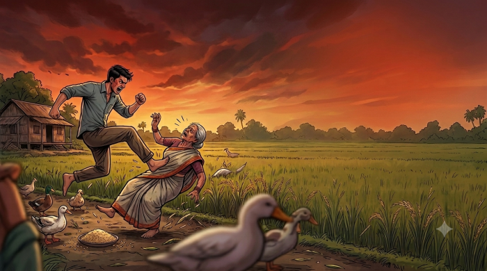বরিশালে হাঁসে ধান খাওয়াকে কেন্দ্র করে নাতির লাথিতে বৃদ্ধার মৃত্যু