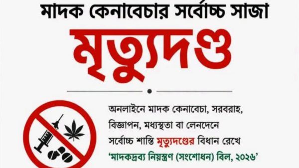 মাদক কেনাবেচার সর্বোচ্চ সাজা মৃত্যুদণ্ড