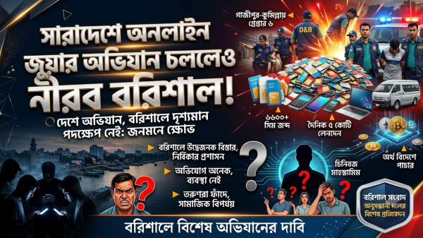 সারাদেশে অনলাইন জুয়ার অভিযান চললেও নীরব বরিশাল!